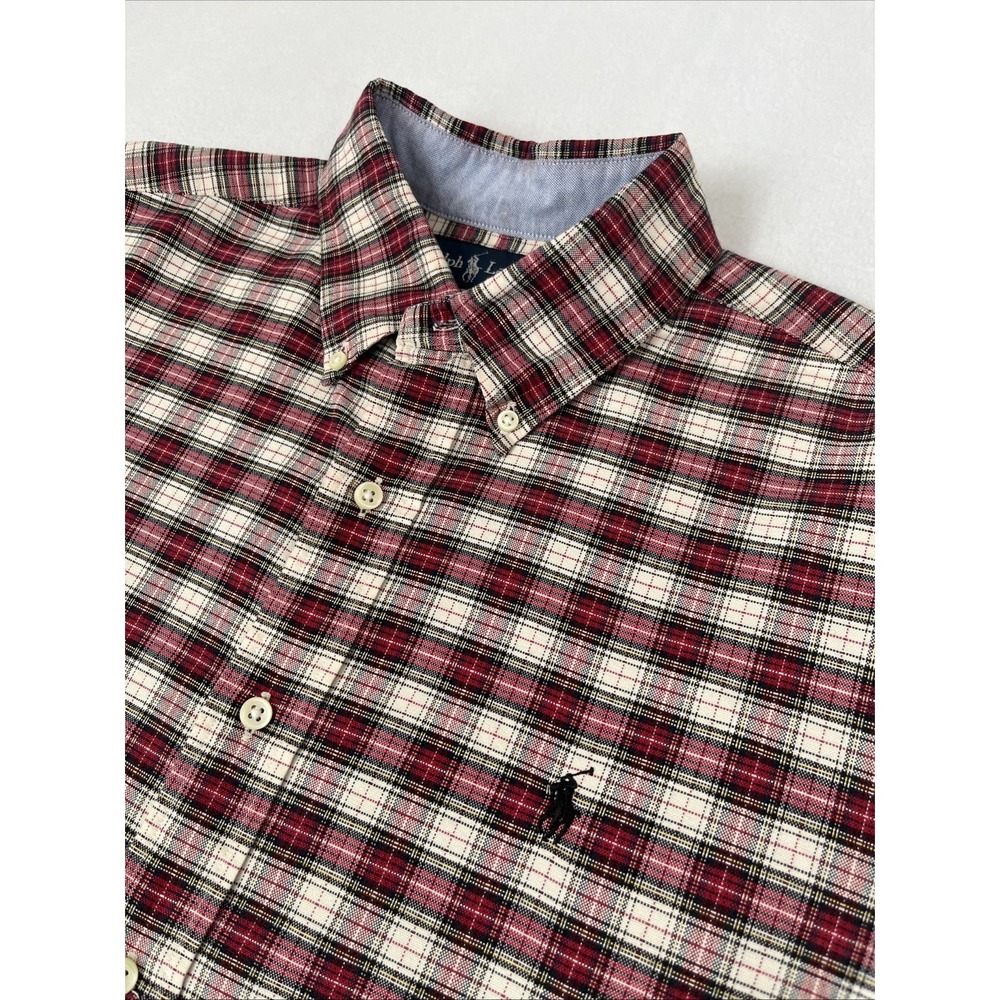 Polo Ralph Lauren Classic Fit Plaid Oxford Shirt Red Green Mens Large